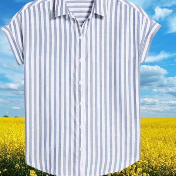 Beach lunch lounge spencer stripped blue and white button up top new - Picture 5 of 9